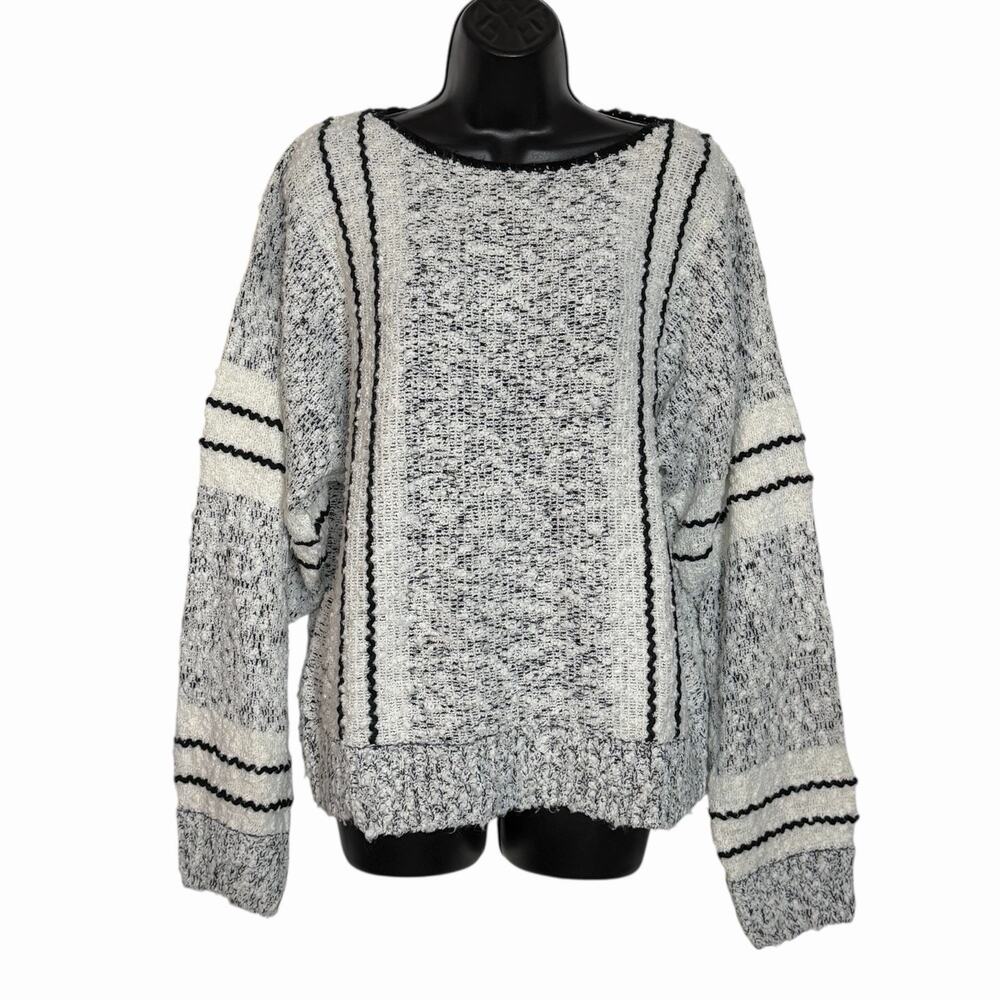 VTG 80s 90 SWEATER BLACK WHITE TEXTURED RETRO COTTAGE GRANNY CORE L BY IMPROMPTU